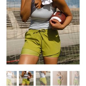 NWOT Albion Fit L Snap Pea Lunge Shorts